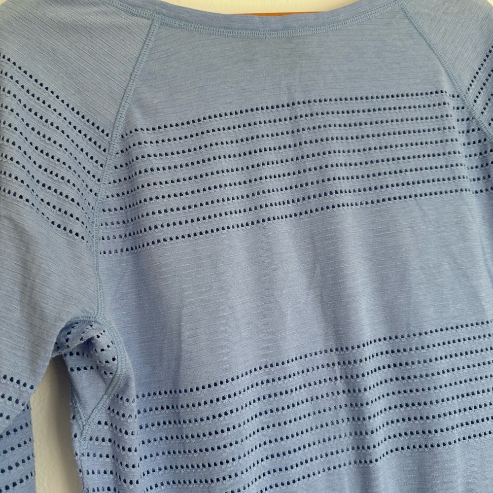 Athleta Sky Blue Perforated Knit Top - Picture 3 of 6